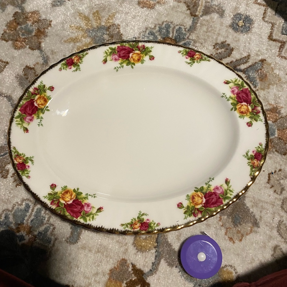 Royal Albert Floral Oval Platter with Gold Accents